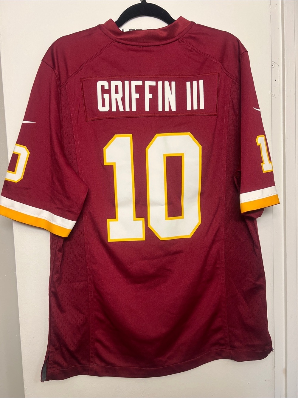 Nike Men’s Maroon Griffin III #10 Football Jersey with White & Gold Accents